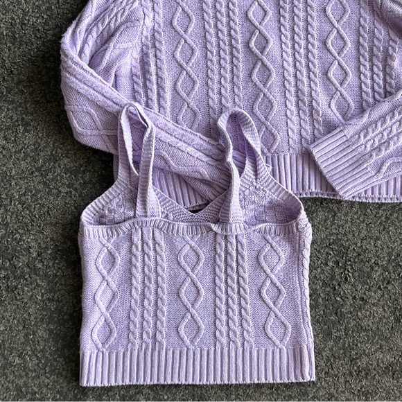 woven heart lavender y2k crop top + cardigan set nov sale - Picture 8 of 10